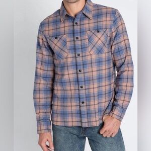 Jachs of New York- Men's Blue and Tan / light pinkish Plaid Button-Down Shirt